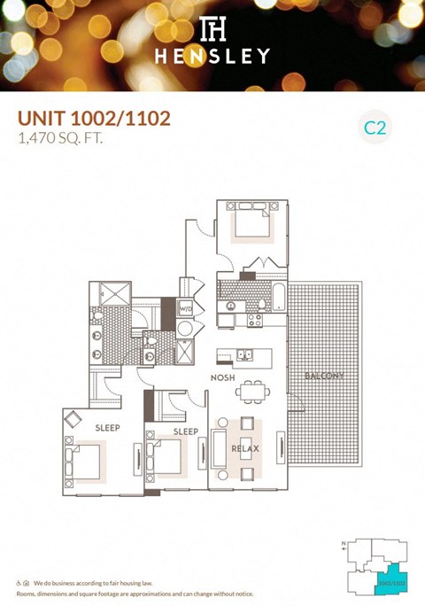 2 Bedroom 2 Bathroom floor plan Gat Hensley Chicago, Chicago, Illinois